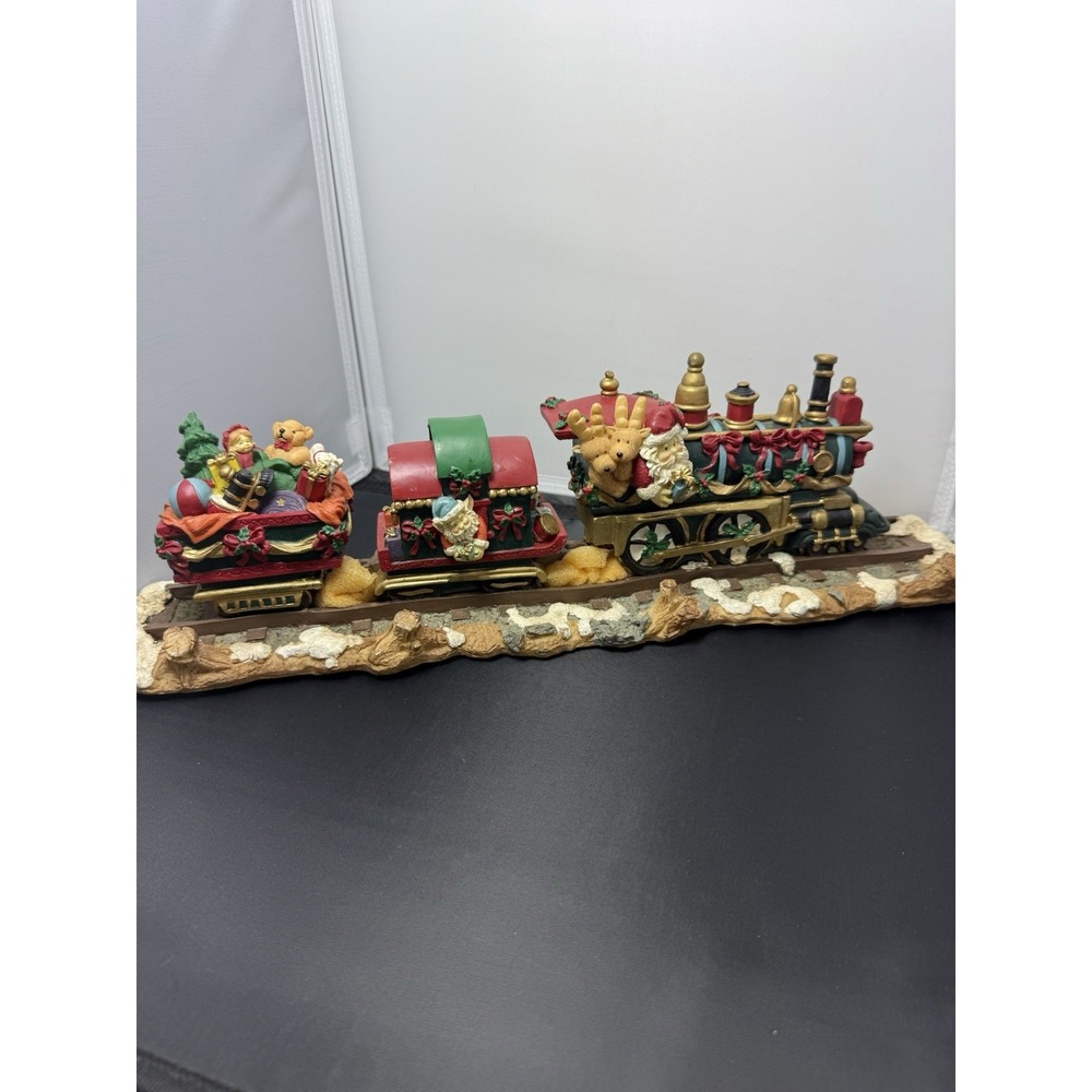 Vintage Christmas Santa Train Full Mantle 4 Stocking Holder Resin‎ High Detail